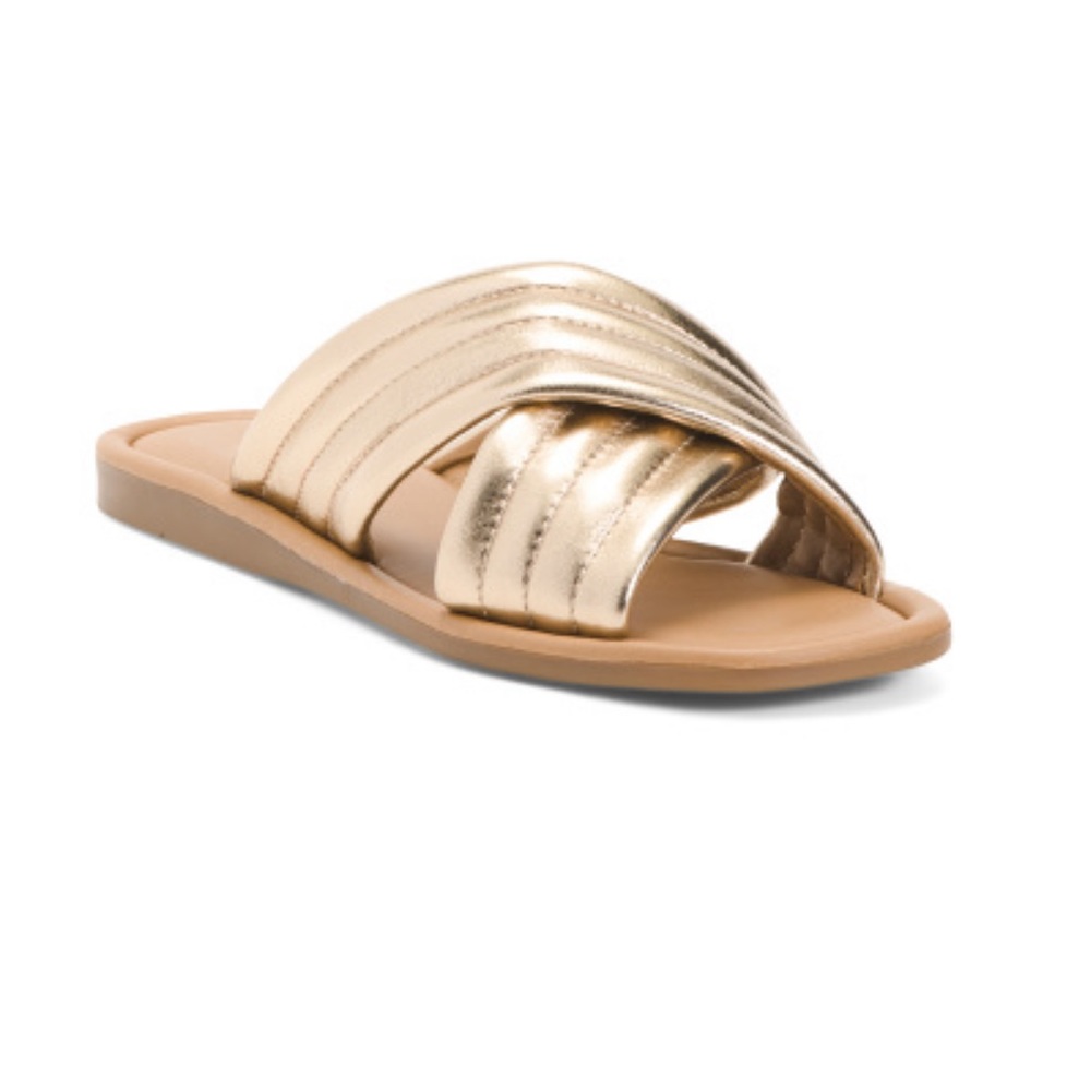 Mila Poali Leather Padded X Band Sandals Size 8 Great Shape!